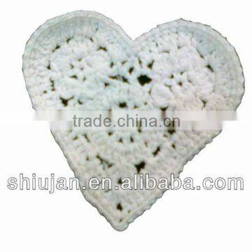 white crochet heart patch applique/crocet flowers appliques