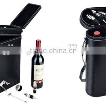 leather wine bottle box with zipper