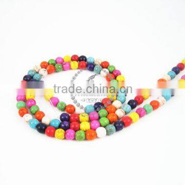 1 string 15inch 6-8mm vintage mix color dyeing turquoise kawaii round unique beads 3010015