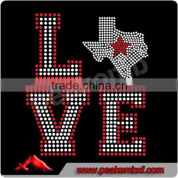 Love Texans Crystal Heat Transfer Rhinestone Designs Wholesale