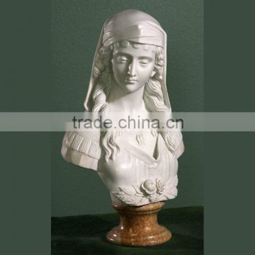 Hand-carved female marble bust