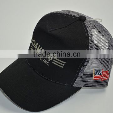 Low profile 100% cotton mesh trucker hat and cap with embroidery patch