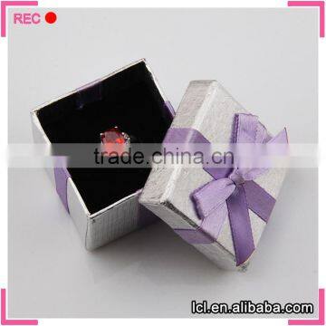 Customized color paper packaging box with ribbon, for ring hard paper gift box