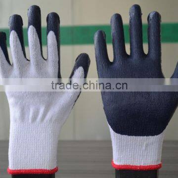 70% polyester and 30% cotton liner and latex coated palm for hand safety