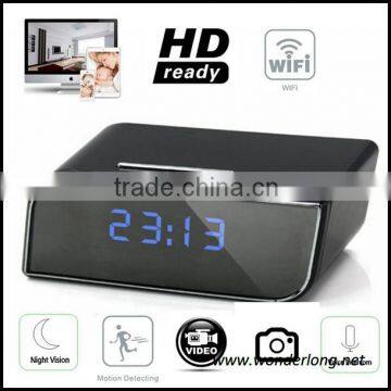 2015 Best Sale Mini Size 1080p Wifi Desk Clock Night Vision Camera Wireless IP Nanny Camera