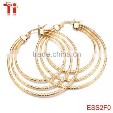 2016 simple gold earring designs for wommen, fashion high quality 18k gold plated hoop earrings, hot sale earrings jewelry