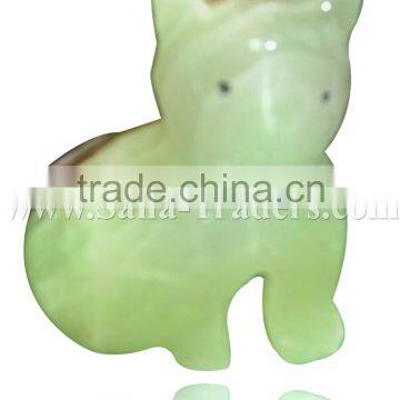 Natural Marble Onyx Designed Marble Cat, Multi Green