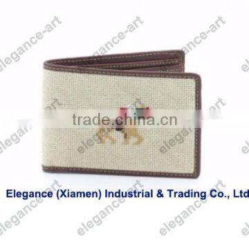 Racing horse on khaki needlepoint wallet