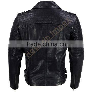 Black Biker Leather Jacket for Men photo-2