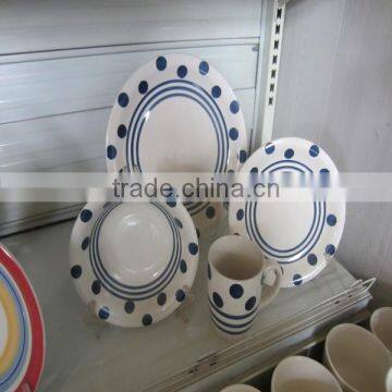 16pc Color Band Handpainted Ceramic Fine white Porcelain Dinner Sets