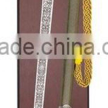 black fantasy animated cosplay sword with plaque