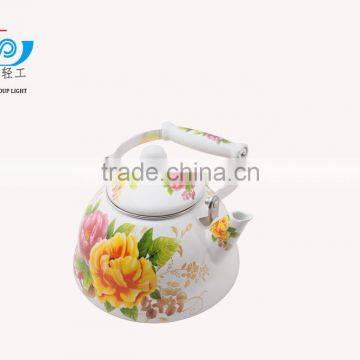 3L Good Quality Enamel Tea Kettle With Ceramic Handle Beautiful Decal photo-6