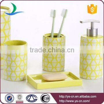 China Factory Directly Ceramic Yellow Bathroom Accessories Set photo-2
