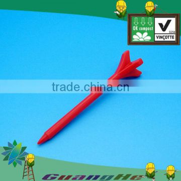 Solid color red new design biodegradable environmental friendly bulk PLA plastic golf tee