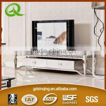 E375 Hot Sale modern led tv stand design corner tv table glass tv table