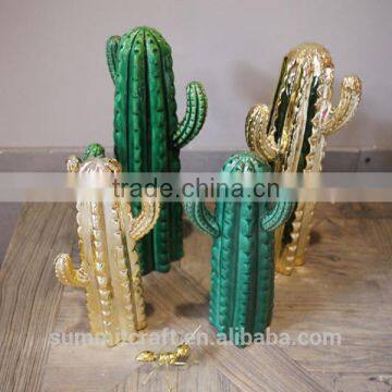 Decorative Golden Artificial Cactus Ceramic Cactus photo-5