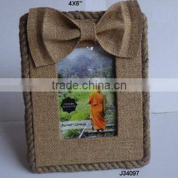Jute Photo Frame with jute bow tie available in all Photo Sizes and partterns