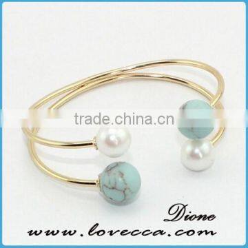 New Arrival Cheap Jewelry Alloy Synthetic Turquoise Stone Bracelet photo-5