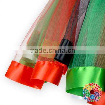 Posh Handmade Christmas Party Fluffy Red Green Black Tulle Satin Line Tutu Skirt For Baby Girls photo-6