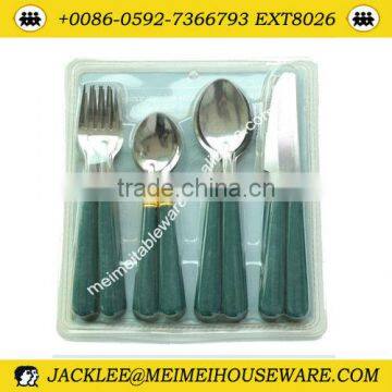 Plastic Handle 16pcs Flatware Set With Double Blister photo-1