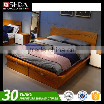Contemporary Wooden Double Bed Frame Designs With Storage B-814 photo-4