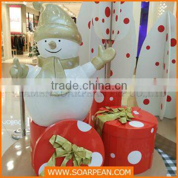 Mall decoration christmas snowman fiberglass sculpture