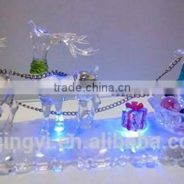 12.5inch Acrylic Led Double Deer and Snowman Standing Ice Pedestal for Table Decoration photo-3
