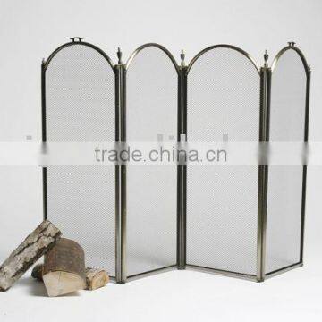 antique brass frame folding fire screen