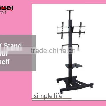 Rotate LCD TV Screen Holder Floor Stand Cart With Adjustable Projector Rack photo-2
