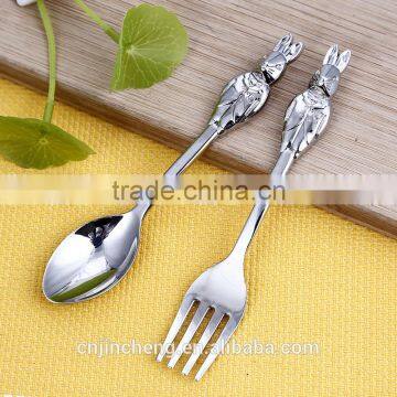 New Design Hot Selling Rabbit Shape Zinc Material Kids Spoon and Fork Cutlery Set photo-5