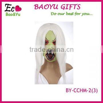 Masked Ball, White Haired Halloween Mask,scary Masks and White Witch Latex Mask Bleed photo-4