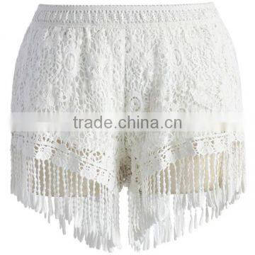 Short Shorts White Lace Crochet Fringe Shorts For Women