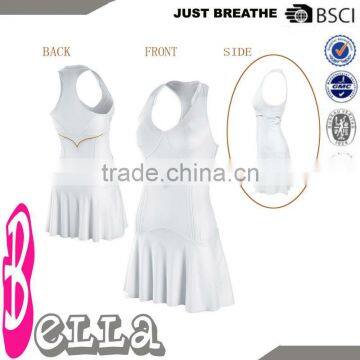 white plain sleeveless padded logo custom clothes women tennis dress