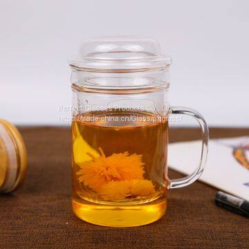 Glass Cup Kungfu Tea Cup Three Part Glass Cup Filter Glass Cup Coffee Cup Milk Cup Juice Cup for Hotel and Resturant