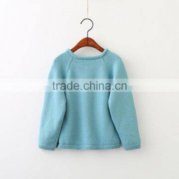 12gg Hand Embroidery Knitted Baby Girls Cotton Cardigan photo-2