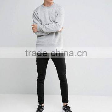 2016 High Quality Custom Long Sleeve Without Hood Crew Neck Grey Men's 80% Cotton 20% Polyester Casual Pullover Sweatshirt photo-4