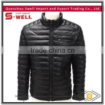 Windproof winter cheap warm slim fit new designs pu jacket men