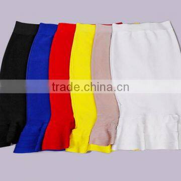 5 Colors Hot Sell New Fashion Khika Ruffles Knee Length Bandage Skirts Club Wear Fishtail Skirt Wholesale photo-2