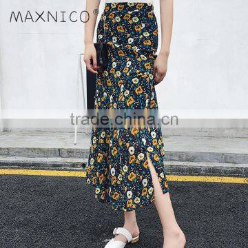 Maxnegio maxi latest floral print skirt design pictures