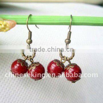 fashion cherry charm earrings, fashion bead charm jewelry, hot cheap jewelry