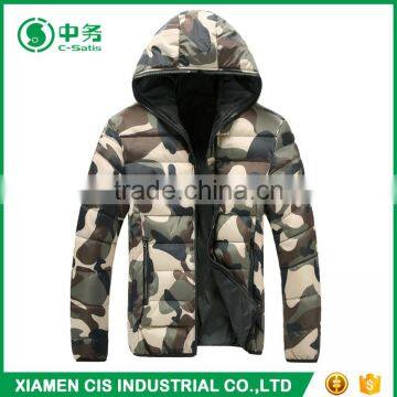 Morden Popular Korean Style Mens Warm Hooded Camo Down Jacket for Winter