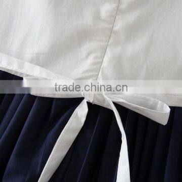 2017 New Arrival Korean Style White and Blue Casual Dress Children Simple Summer Dress Hoilday Beach Party Dresses Kids Clothing photo-5