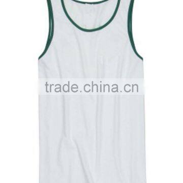 Contrast Piping 100% Cotton Mens Tank Top photo-5