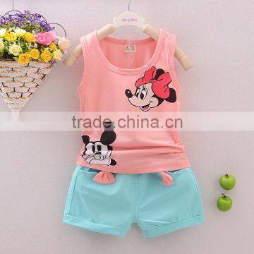 Cotton Sleeveless Vest Girl Shorts Suit photo-4