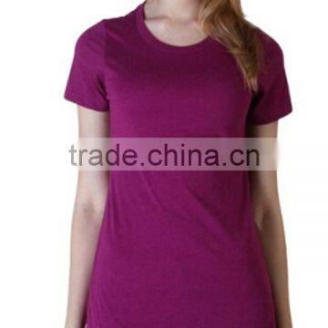 Ladies Claret-red T-shirt With Short Sleeve V-neck 100 % Cotton