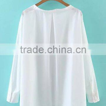 Runwaylover EY2345B Ladies Stand Collar Fashion Pure Color Blouse photo-5