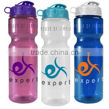 USA Made 28 oz Transparent Sports Bottle With Flip Lid - BPA/BPS-free, FDA compliant and comes with your logo