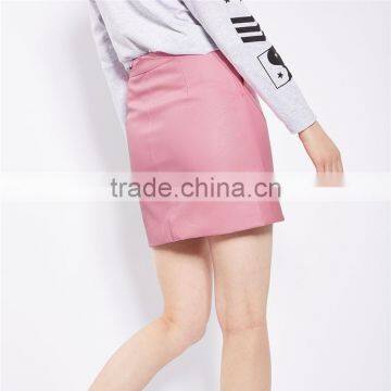 2017 OEM Spring Fashionable PU Cute Short Wrap Skirt With Side Pockets photo-4