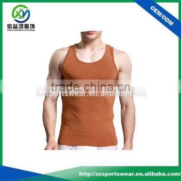 Brown color Fashion style men's printed wholesale elastic tank top