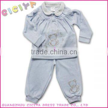 2014 baby turn collar velvet clothing baby clothes set